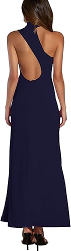 Women's Halter Neck One Shoulder Wedding Guest Dress Summer Slit Asymmetrical Cutout Cocktail Party Maxi Dresses Wholesale