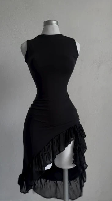 Black Sleeveless Sheath Formal Party Dress Midi Cocktail Dress Solid Color Homecoming Dress Wholesale