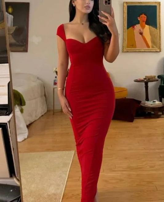 omberprom Sheath Long Evening Dresses Sweetheart Sexy Formal Party Dress Solid Color
