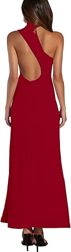 Women's Halter Neck One Shoulder Wedding Guest Dress Summer Slit Asymmetrical Cutout Cocktail Party Maxi Dresses Wholesale
