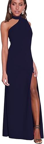 Women's Halter Neck One Shoulder Wedding Guest Dress Summer Slit Asymmetrical Cutout Cocktail Party Maxi Dresses Wholesale