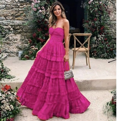 Red A-line Long Prom Dress,Red Formal Dress Y3086