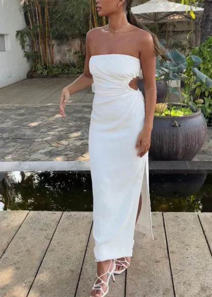 omberprom Strapless Cut Out Elegant Party Dress with Slit Off Shoulder Formal Dress Wholesale