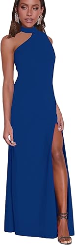 Women's Halter Neck One Shoulder Wedding Guest Dress Summer Slit Asymmetrical Cutout Cocktail Party Maxi Dresses Wholesale