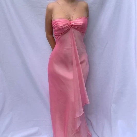 omberprom Sweet Pink Sweetheart Ruffle Vintage Chiffon Party Dress Charming Wholesale