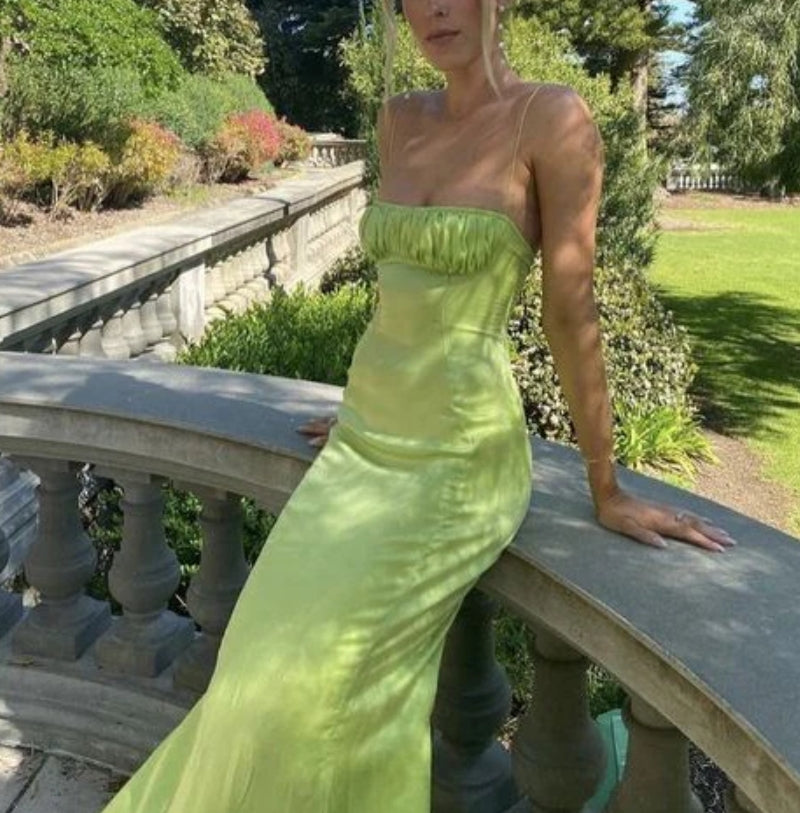 Green Spaghetti Straps Mermaid Long Prom Dress Sexy Party Dress Wholesale