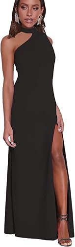 Women's Halter Neck One Shoulder Wedding Guest Dress Summer Slit Asymmetrical Cutout Cocktail Party Maxi Dresses Wholesale