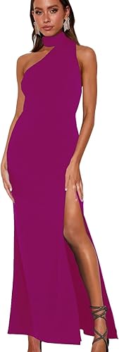 Women's Halter Neck One Shoulder Wedding Guest Dress Summer Slit Asymmetrical Cutout Cocktail Party Maxi Dresses Wholesale