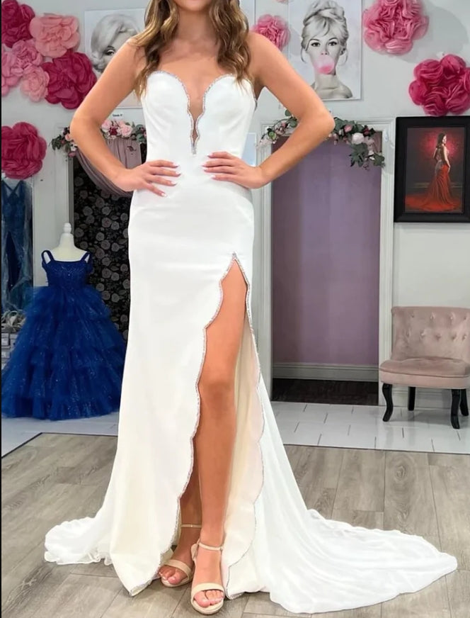 omberprom Sweetheart Beaded Long Prom Dress with Slit Off Shoulder Charming Evening Party Dress Wholesale