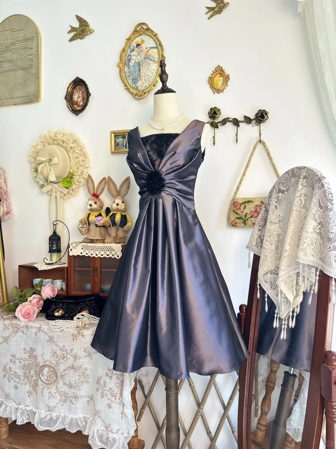 Chic Purple Satin Lace A Line Short Graduation Homecoming Dress Birthday Outfits Y9472