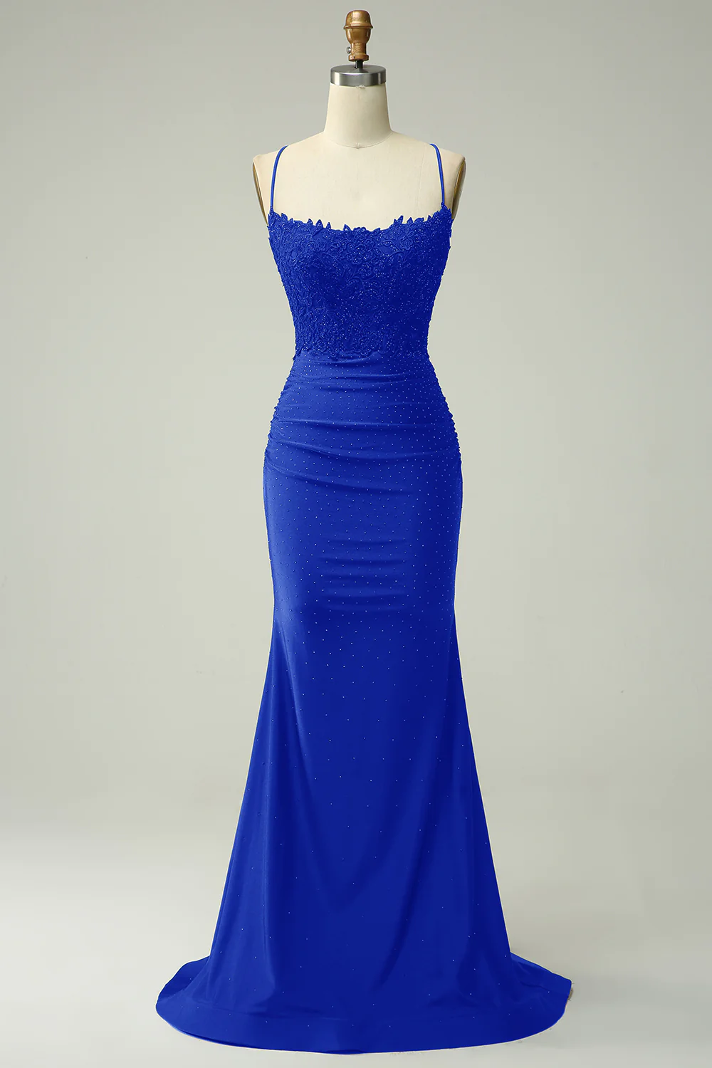 Mermaid Halter Dark Green Long Prom Dress with Appliques Beading Y1858