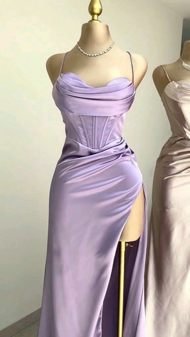 Mermaid Satin Long Prom Dress With Side Slit, AST881