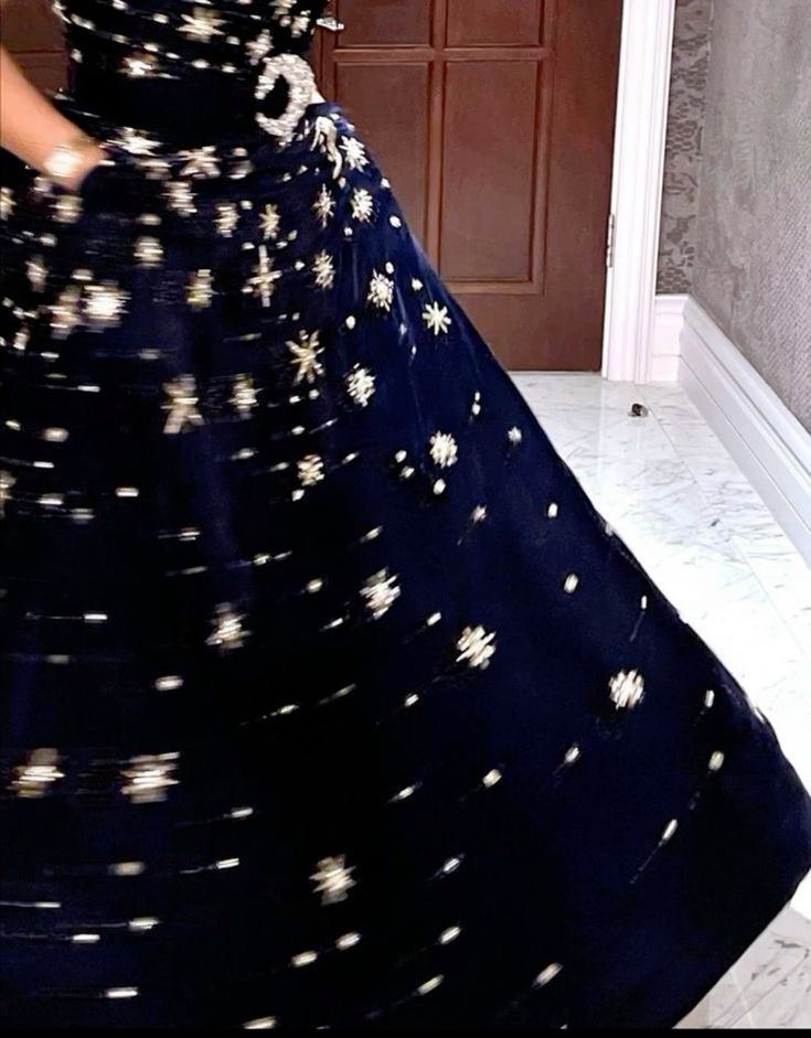 Gorgeous Navy Blue Velvet Beaded Mermaid Long Prom Dress Evening Dress SP1302