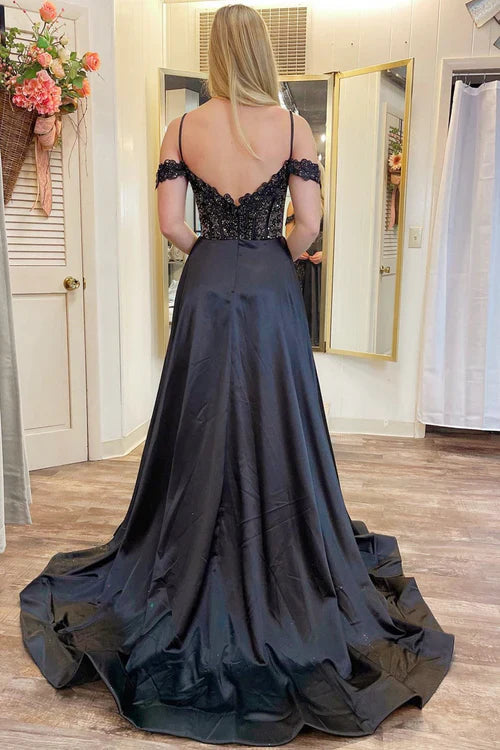 omberprom Evening Dress Spaghetti Straps Tulle Appliques Long Prom Dresses