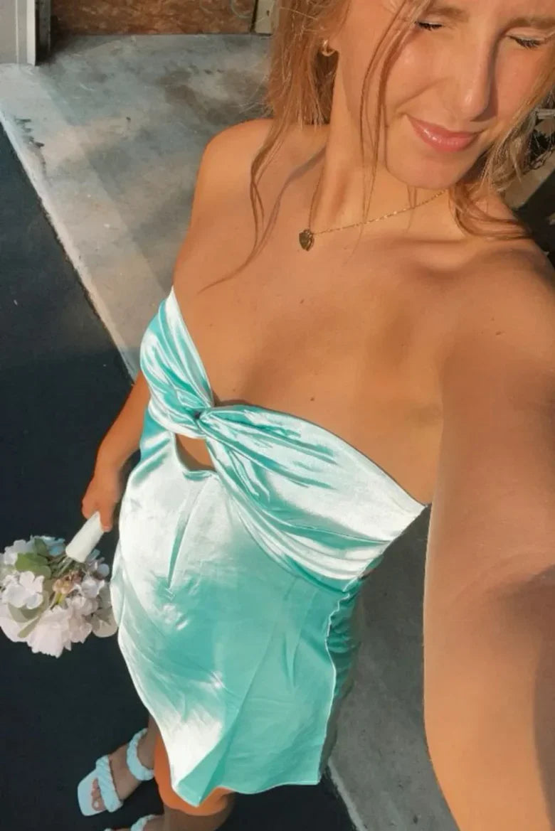Chic Strapless Sweetheart Backless Sheath Sleeveless Short Party Dress Homecoming Dress TP4300