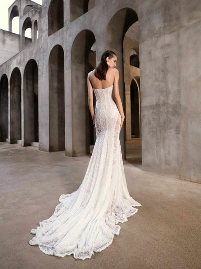 Gorgeous White Lace Mermaid Spaghetti Strap Wedding Dress Prom Dress Evening Dress TP4596
