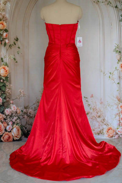 Mermaid Sweetheart Red Long Prom Dress with Split Front