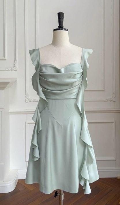 Mint Green Ruffle Homecoming Dresses Bodycon Party Dance Dress,AST1824