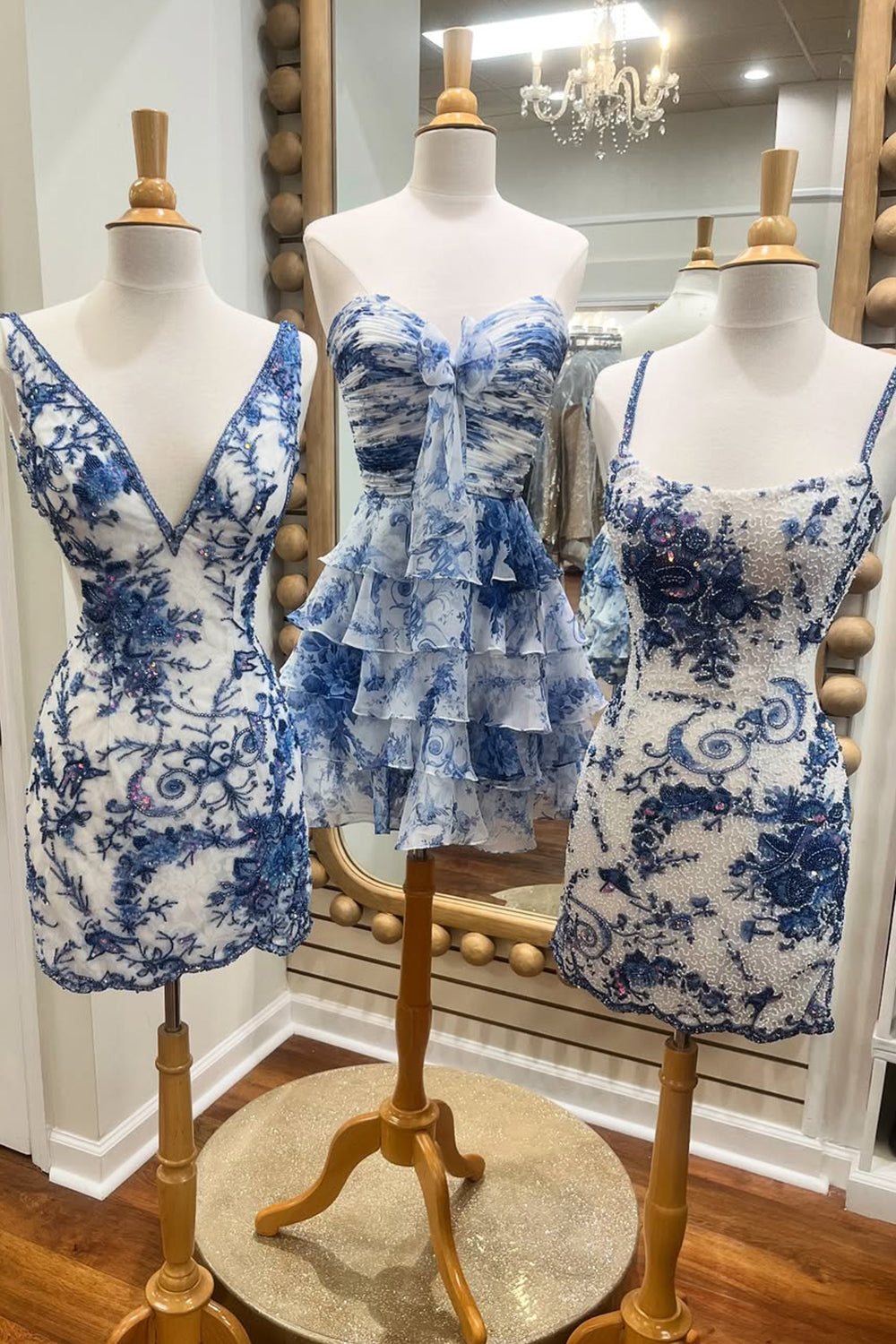 Floral Tiered Ruffle Homecoming Dress with Sweetheart Neckline and Bow Detail