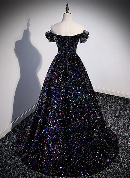 omberprom Sequins Off Shoulder Beaded Party Dress A-line Formal Dress Sparkly Evening Dress Wholesale