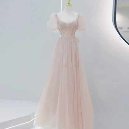 omberprom A-line Tulle Short Sleeves Long Party Dress Sweet 16 Dresses Prom Dress Elegant Evening Dress Formal Dress Wholesale