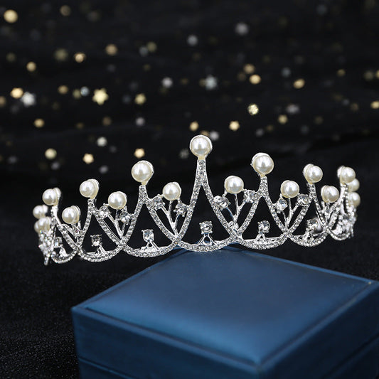 Girls Beaded Pearl Wedding Party Queen Crown