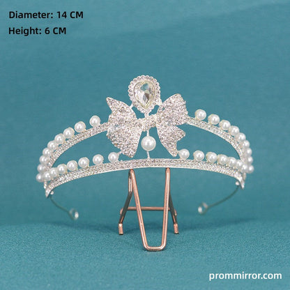 Princess Pearl Bowknot Queen Birthday Crown