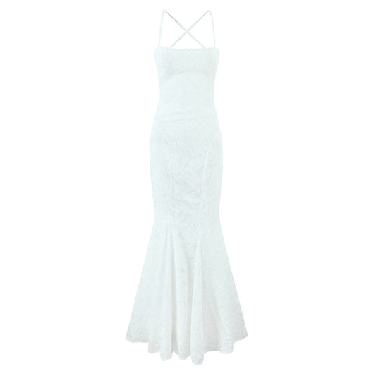 American style sexy lace figure-revealing tie waist fishtail skirt sweet backless slim long skirt R3102
