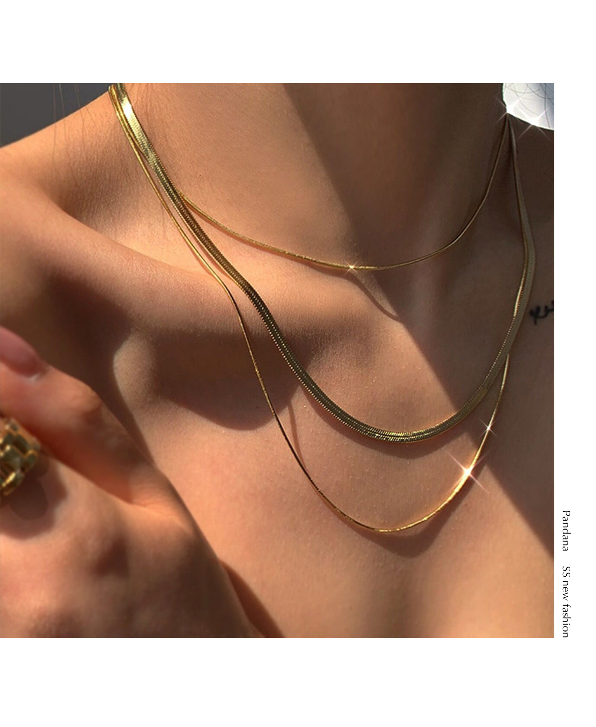 Dainty Snake Double layer Choker,Snake Chain Necklace,Herringbone Necklace,Gold Double Chain,Omega Chain Necklace,Thin Chain Necklace E020