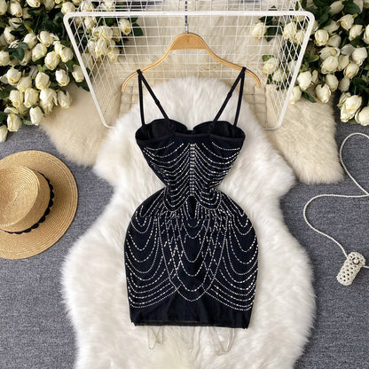 European and American sexy tassel suspender skirt pure desire slim fit dress R2293