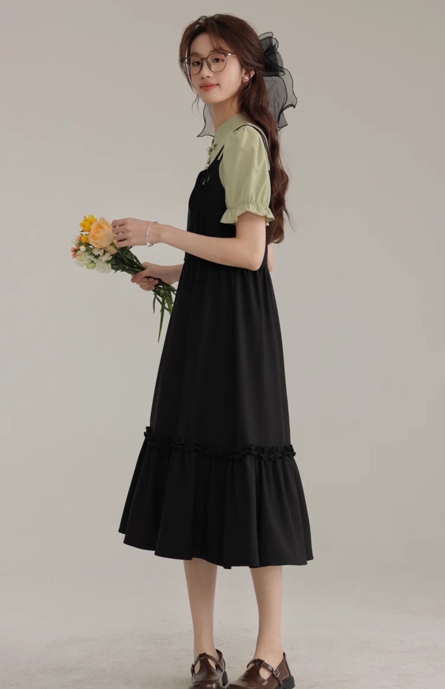2025 new Chinese style improved cheongsam short-sleeved dress beautiful small skirt R1966