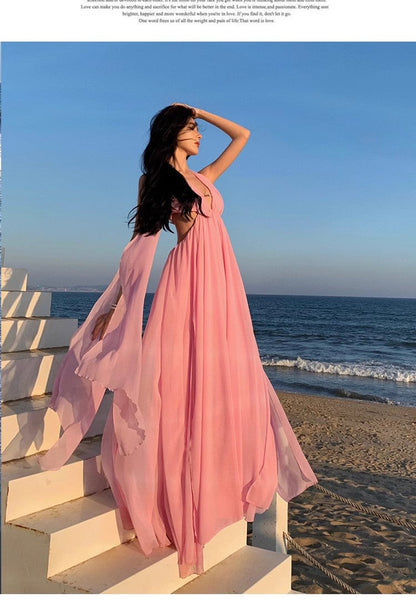A Line Pink Long Stunning Evening Gown Party Prom Dress       S7307