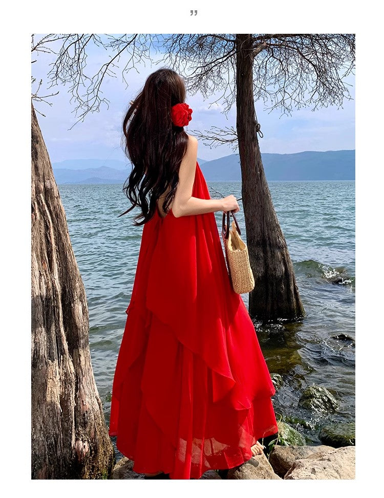 A Line Red Long Stunning Evening Gown Party Prom Dress       S7292