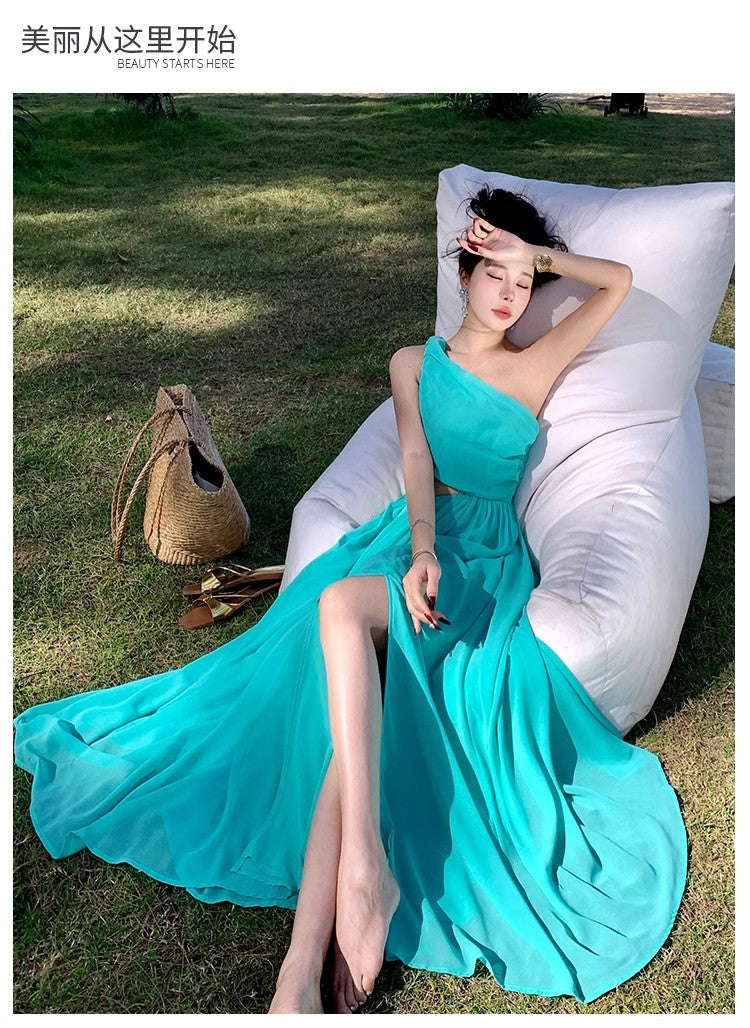 A Line Blue Long Stunning Evening Gown Party Prom Dress       S7279