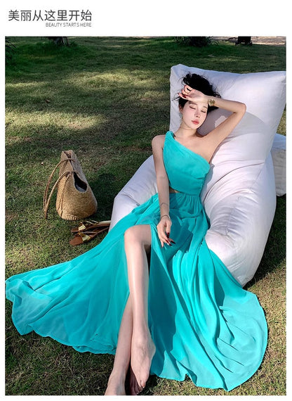 A Line Blue Long Stunning Evening Gown Party Prom Dress       S7279