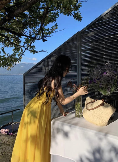 A Line Yellow Long Stunning Evening Gown Party Prom Dress       S7282