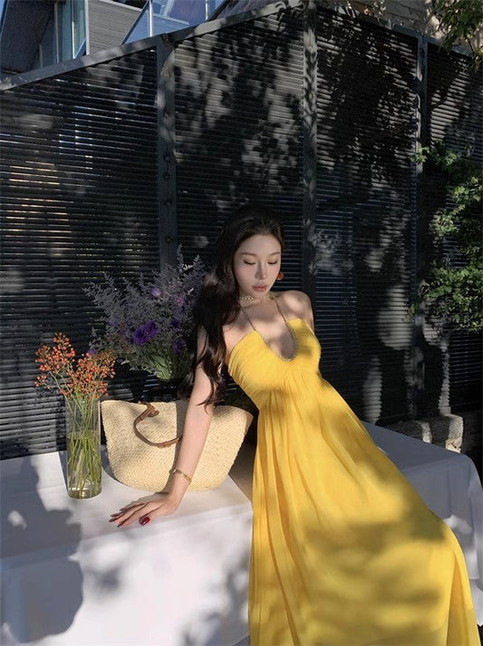 A Line Yellow Long Stunning Evening Gown Party Prom Dress       S7282