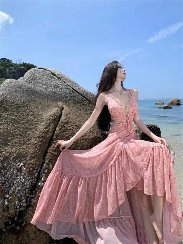 A Line Pink Long Stunning Evening Gown Party Prom Dress       S7309