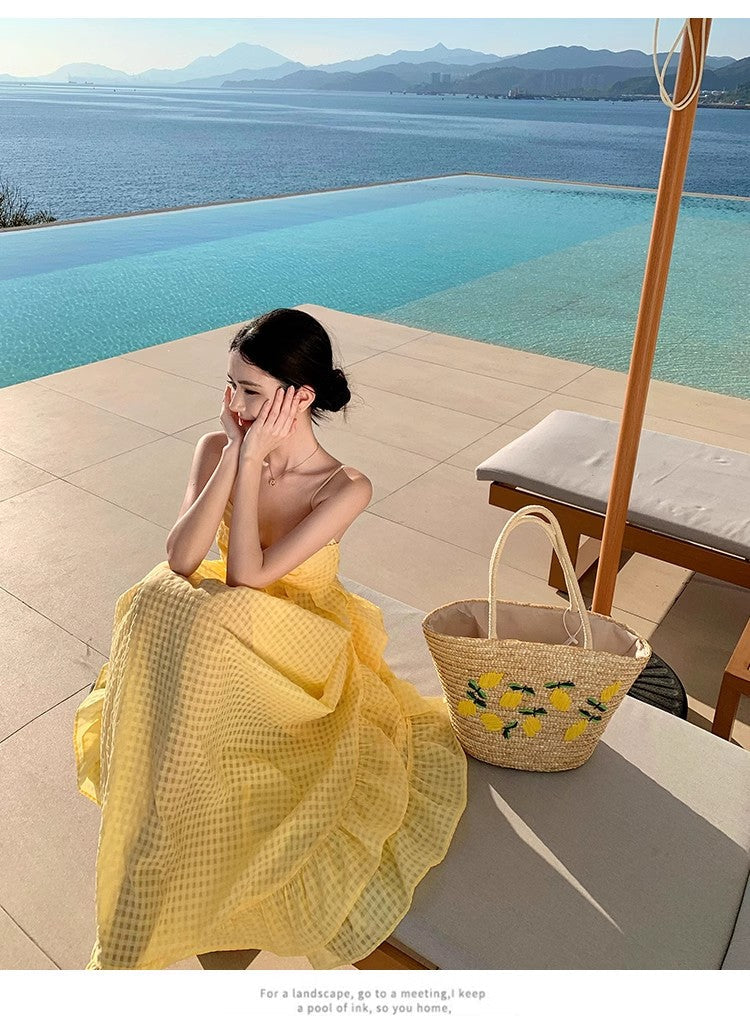 A Line Yellow Long Stunning Evening Gown Party Prom Dress       S7296