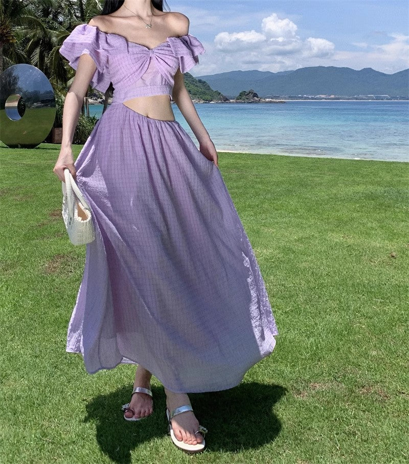 A Line Purple Long Stunning Evening Gown Party Prom Dress       S7288