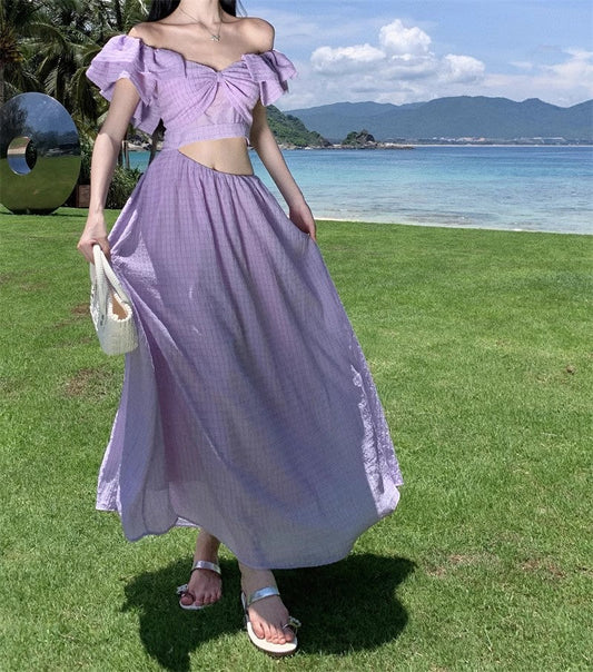 A Line Purple Long Stunning Evening Gown Party Prom Dress       S7288