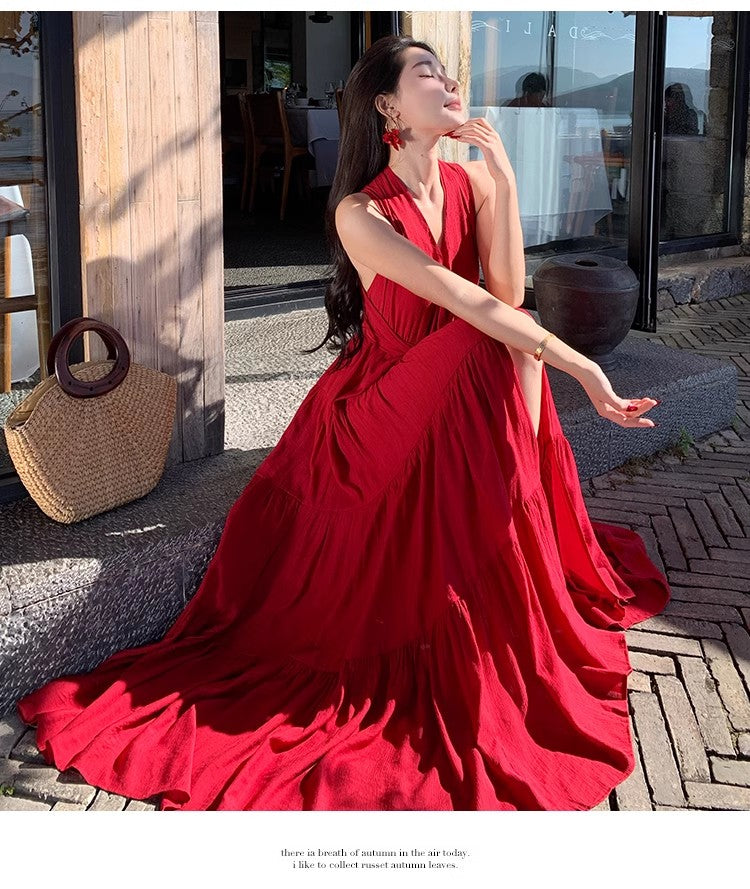 A Line Red Long Stunning Evening Gown Party Prom Dress       S7294