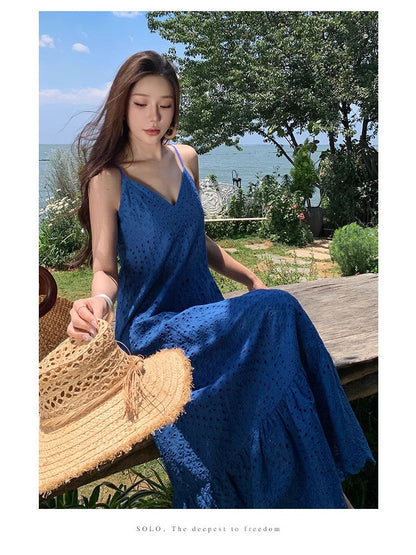 A Line Blue Long Stunning Evening Gown Party Prom Dress       S7281
