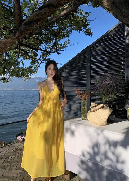 A Line Yellow Long Stunning Evening Gown Party Prom Dress       S7282