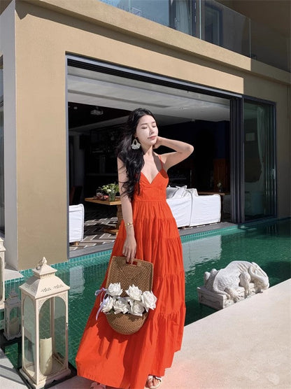 A Line Orange Long Stunning Evening Gown Party Prom Dress       S7290