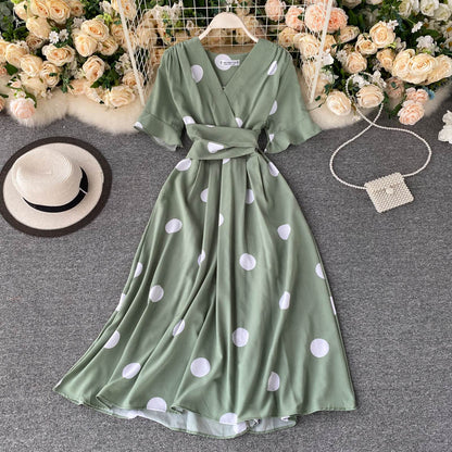 vintage short sleeves summer women's dress P123