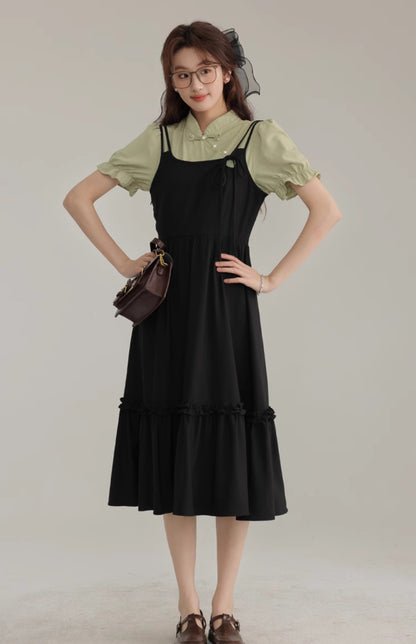 2025 new Chinese style improved cheongsam short-sleeved dress beautiful small skirt R1966