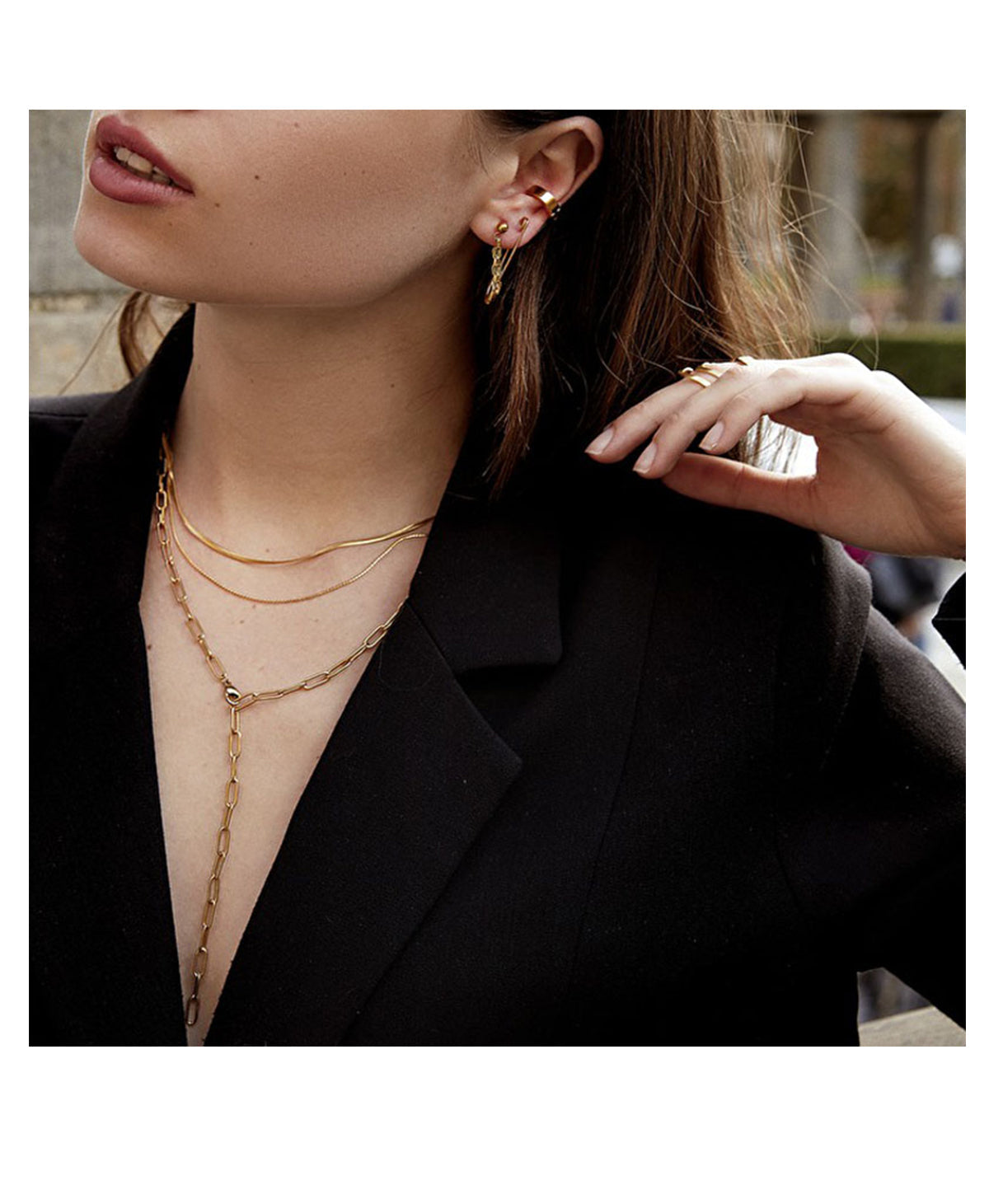 Dainty Snake Double layer Choker,Snake Chain Necklace,Herringbone Necklace,Gold Double Chain,Omega Chain Necklace,Thin Chain Necklace E020