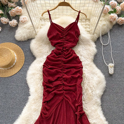 Sexy Spaghetti Straps Red Tight Dress Women Holiday Dress P194