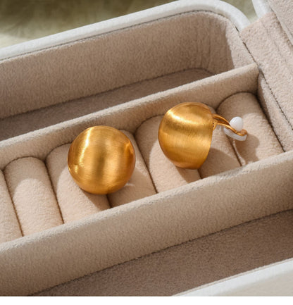 Classic Thick Gold Chubby Huggie Hoop Earrings, Gold Filled Hoop Earring, Basic Statement Earrings Silver Needle Metal Matte Earring E017
